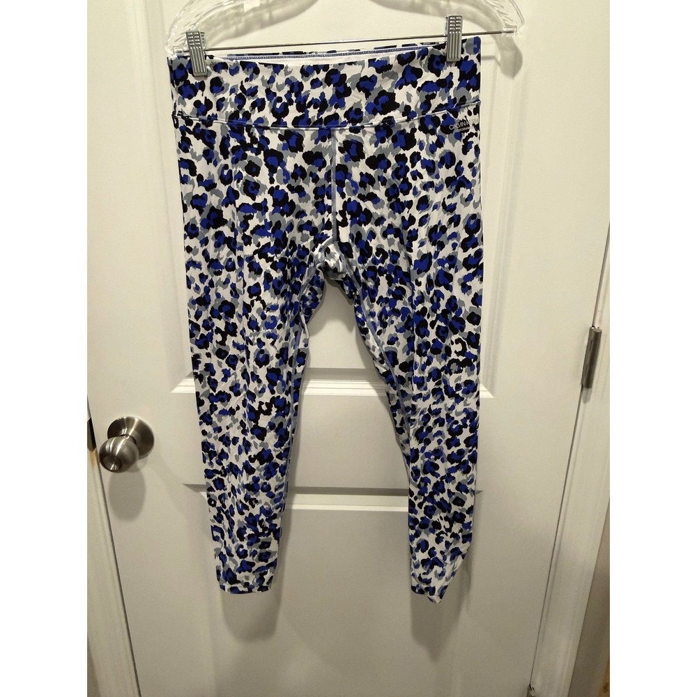 Calvin Klein Women Leggings Leopard Animal Print Blue Size L